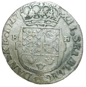 1717 BH Dänemark 12 Skilling Silber. Selten - Bild 1 von 2