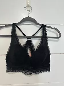 Dobreva Womens Black T Shirt Bra Underwire Padded Sheer Lace Racerback M New - Picture 1 of 3