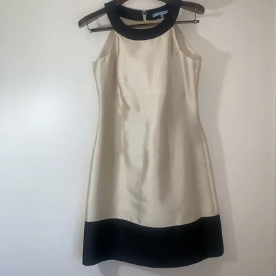 Vestido Antonio Melani Mujer 10 Dorado Negro Mezcla Seda Mínimo Lujo Retro Foto 1 de 4