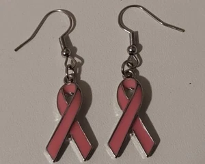 Pink Ribbon Breast Cancer Awareness EARRINGS - Picture 1 of 4