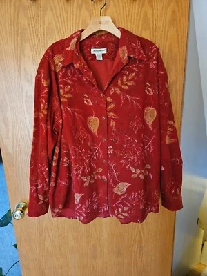 Camisa Eddie Bauer Vintage Para Mujer Floral Pana Camisa Chaqueta XL XXL Foto 1 de 3