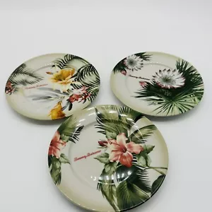 Tommy Bahama Hawaiian Hibiscus & tropical cocktail 2006 Bread Plates- Set Of 3 - Picture 1 of 12