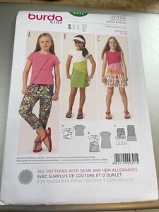 Burda KIDS Pattern 9391 Girls Top~Dress w/Seam Detailing & Skirt Opts Sz 6-11 - Picture 1 of 2