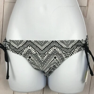 Island Soul Women Bikini Bottoms Black White Tribal Print Size S NEW - Image 1 of 4