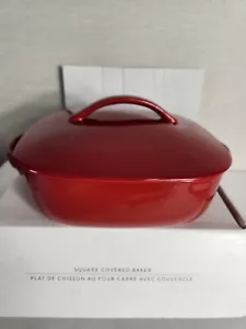 Williams Sonoma Essential Steinzeug 9" quadratisch bedeckt rot Bäcker mit Deckel & Box - Bild 1 von 14