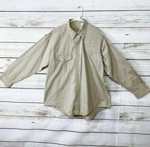 L.L. Bean Mens Shirt Sz XL 17-17 1/2 Khaki Button Up Left Shoulder Pad Hunting  - Picture 1 of 8