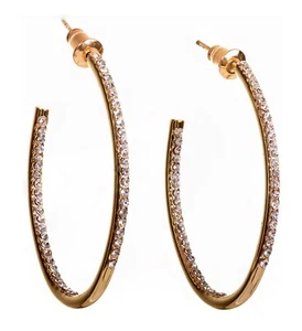 Kristalle von Swarovski offene ovale Creolen vergoldet echt 7968z - Bild 1 von 9