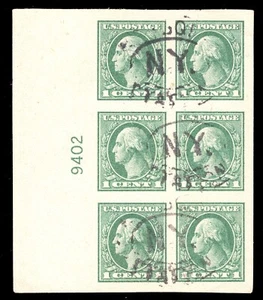 MOMEN: US STAMPS #531 PLATE BLOCK OF 6 USED PSE GRADED CERT SUP-98 LOT #72052 - Picture 1 of 4