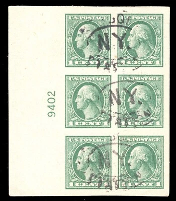 MOMEN: US STAMPS #531 PLATE BLOCK OF 6 USED PSE GRADED CERT SUP-98 LOT #72052 - Image 1 of 4