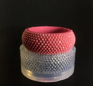 CLEAR SILICONE MOLD (MB115) STUDDED BANGLE. CREATE YOUR OWN RESIN JEWELRY - Picture 1 of 6
