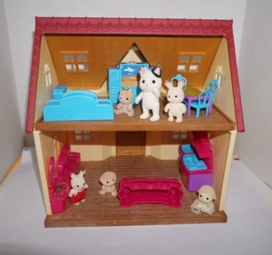 Calico Critters Red Roof Cozy Cottage Dollhouse w/Furniture Lot READ! Missing - Picture 1 of 20