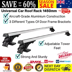 Universal Car Roof Rack 1450mm Cross Bars Aluminium Adjustable Brackets Carrier - Picture 1 of 13