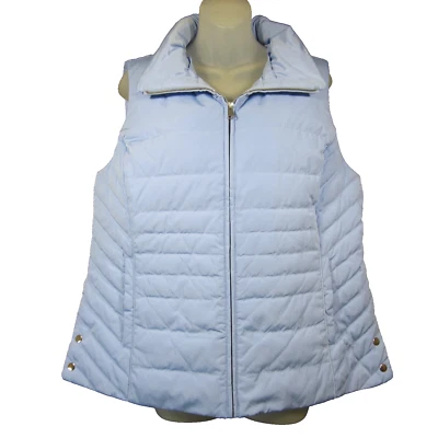 Talbots Puffer Vest X Light Blue Down Filled Full Zip Quilted Pockets Pastel Ski - Image 1 of 4