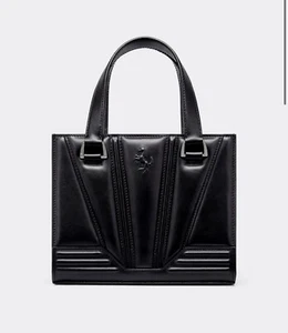 Ferrari Handbag Crossbody Nappa Black leather mini tote bag Prancing Horse NEW - Picture 1 of 5