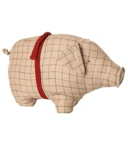 Maileg Schwein medium, sand, kariert 14-0902-00 38*20cm wie NEU zuckersüß - Bild 1 von 1