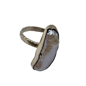Pearl Sterling Silver Biwa Ring | 9.25 | Rainbow White | - Picture 1 of 9