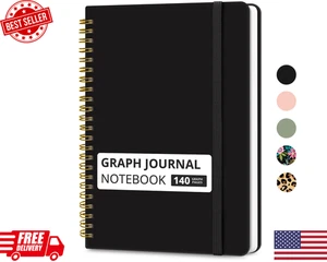 Graph Spiral Journal Notebook for Women & Men, 140 Pages, Graph Paper Hardcover - Picture 1 of 8