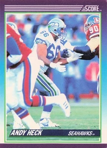 1990 Score Football Andy Heck Seattle Seahawks #160 - Picture 1 of 2