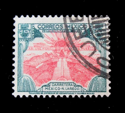 Mexico Stamps Sc 725 Joined by Highways Transport 5 Cent 1936 Used NG - Image 1 of 2