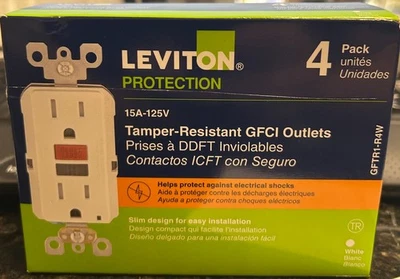 Leviton GFTR1-R4W 15A 125V GFCI Outlet - White (8 Packs of 4 packs) - Image 1 of 2