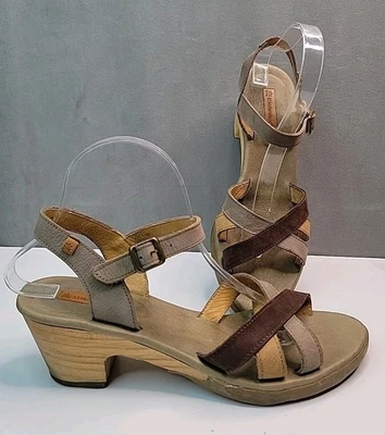 Sandalias de tacón de madera cómodas con tiras marrón topo talla 39 El Naturalista para mujer EC Foto 1 de 4