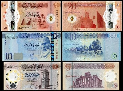 Libya 3 Pcs UNC SET, 5 10 20 Dinar 2025 , P-New Sign, Polymer - Image 1 of 4