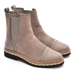 Damas Free People Atlas Tachonado Brogue Botas Chelsea 37/7 Taupe Zapatos - Imagen 1 de 7