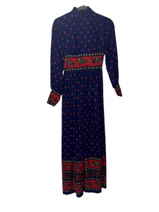 vintage 1970s floral psychedelic boho maxi dress excellent cond w tags ILGWU - Picture 1 of 9