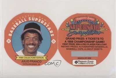 1988 Fantastic Sam's Baseball Superstars Disc Julio Franco #10 - Image 1 of 2