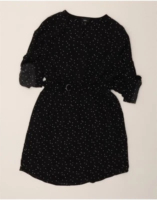 Vestido MOSSIMO para mujer Batwing línea A Reino Unido 10 pequeño negro manchado poliéster CK56 Foto 1 de 3