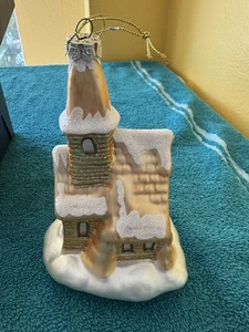 "Adorno de Navidad de vacaciones catedral iglesia dorada de 6"" de vidrio soplado de colección" - Imagen 1 de 8