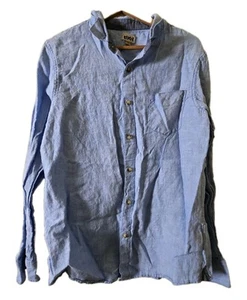 1901 Mens Linen Button Down Shirt Long Sleeve Light Blue XL - Picture 1 of 5
