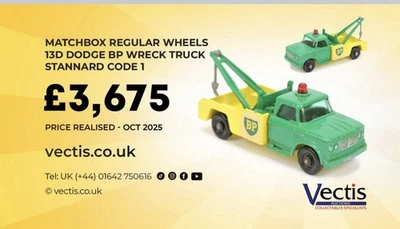 Vintage Lesney Matchbox 13 Restored Reverse Color BP Wreck Truck Repro Box. - Image 1 of 4