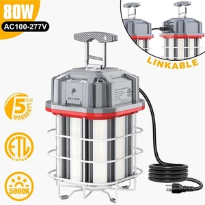 80W LED Temporary Work Light 11,600LM Linkable Construction Jobsite Light 5000K - Picture 1 of 11
