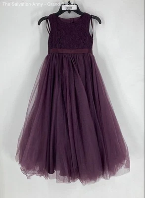 Vestido de baile David's nupcial niñas ciruela sin mangas en forma de corazón recortado talla 6 Foto 1 de 4