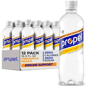 Propel Immune Support Pineapple Peach Electrolyte Water 16.9 oz 12‑Pack Zinc+C - Picture 1 of 7