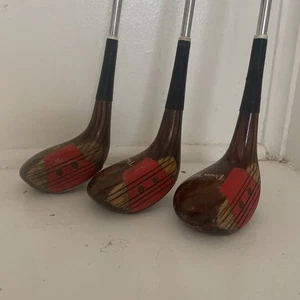 VINTAGE POWER BILT  WOOD SET 1,3,5 Golf Clubs Super Action Made In USA  - Picture 1 of 9
