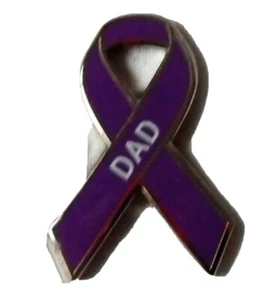 Alzheimer's Purple ‘ DAD ‘ Awareness ribbon enamel badge / brooch. Dementia, - Picture 1 of 2