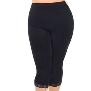 B Free black cotton rich 3/4 capri leggings with lace trim size XL 16-18 NEW - Picture 1 of 2