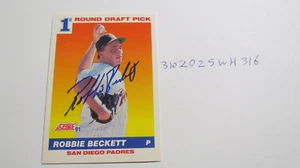 1991 Score Robbie Beckett signed baseball card 2 - Picture 1 of 2