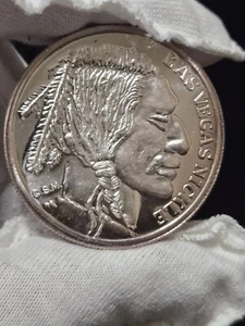 Vintage Las Vegas Nickel 1 Troy Oz. .999 Fine Silver Round - Nevada NV G.S.M. - Picture 1 of 2