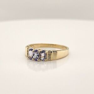 14 Karat Gold, Amethyst Gemstone & Diamond Ring - Size 7.75 14k VR
