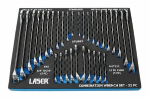 Wrench Combination Spanner Set 32pce Stubby Mixed Length AF Metric In Foam TSP4 - Picture 1 of 12