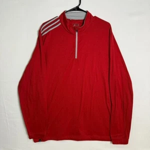 Adidas Quarter Zip Pullover Herren Large Rot 3-Streifen Langarm - Bild 1 von 5