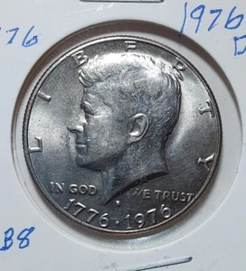1976-Kennedy Half Dollar Error- Filled In "D" Mint Mark Extra Fine - Picture 1 of 2