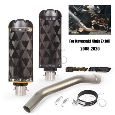 Carbon Muffler Exhaust Mid Pipe System Slip for Kawasaki Ninja ZX10R 2008-2020 - Изображение 1 из 4