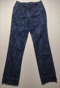 Charter Club Women's Lexington Straight Blue Floral Paisley Print Pants Sz 4 - Picture 1 of 7