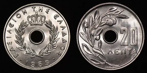 GREECE 1969 Twenty 20 Lepta KM# 79 - Picture 1 of 3