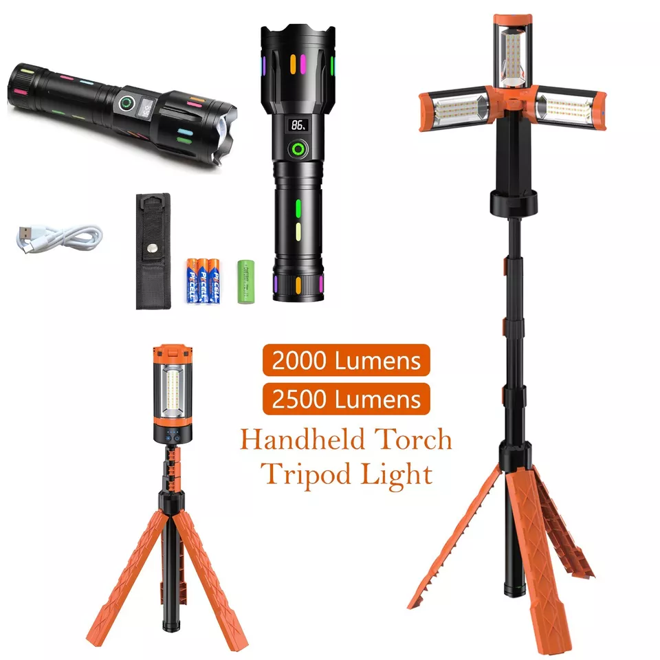 Rechargeable LED Work Light Tripod Stand Camp Work Site Cordless Emergency Light - Image 1 of 1