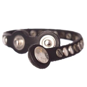 Diesel Unisex Abidep Black Leather Studded Bracelet + Case BNWT Men RRP £60 Di15